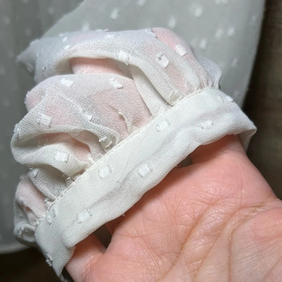 🌻Zara Sheer Ivory Long Sleeve Swiss Dot Blouse Women’s size Small cottagecore - Picture 6 of 7